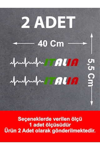 Kalp Ritimli Italy Yazı Sticker - Araba Oto Motosiklet Cam Sticker - 00078 40 Cm