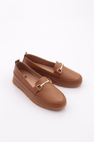 Dgn 2274-4 Kadin Aksesuarli Loafer Ayakkabi Taba Floater