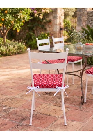 6 Adet 40x40 Cm Kırmızı Bağcıklı Sandalye Minderi Pamuk Polyester Kumaş Mutfak Ve Bahçe Minder