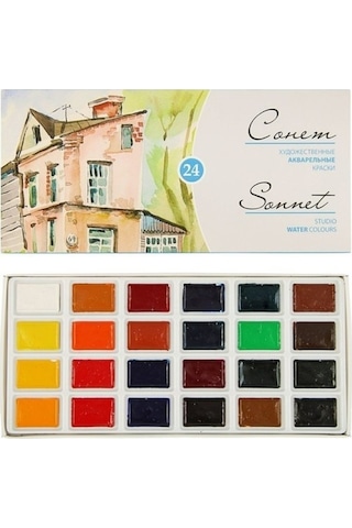 Sonnet Sulu Boya 24 Renk Seti - Kırmızı - İlkokul Çok Renkli
