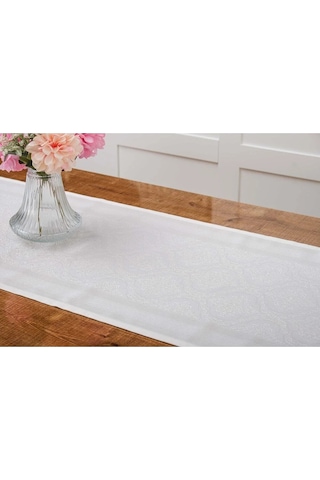 Roma Jakar Polyester Kumaş Krem Runner 45x150 Cm 1414 Krem
