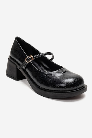 Luvishoes Luanda Siyah Bantlı Kadın Kalın Topuklu Mary Jane Ayakkabı