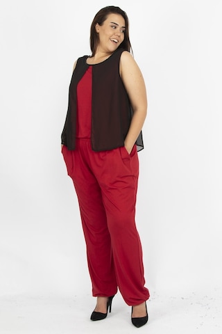 Şans Tekstil Kadın Bordo Şifon Ve Boncuk Detaylı Tulum 26n12683-bordo Bordo