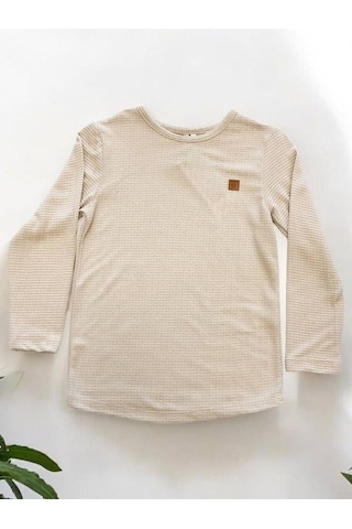 Nanica Kids Erkek Çocuk İnce Yumuşak Dokulu Uzun Kollu T-shirt-14646 Bej