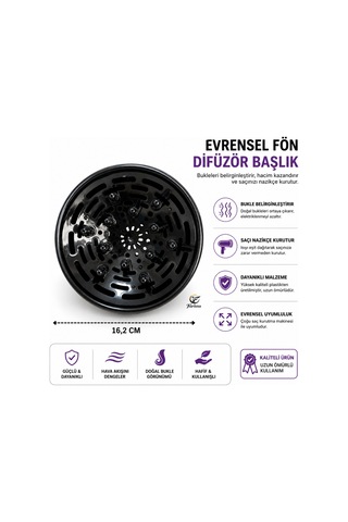 Farissu Evrensel Fön Makinesi Elektriklenme Önleyici Kıvırcık Bukle Belirginleştirici Difüzör Başlık