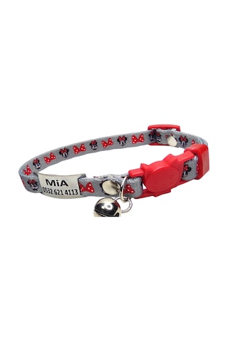 Ayz Markalama Güvenlik Kilitli İsimli Kedi Tasması Kedi Madalyon Minnie Mouse