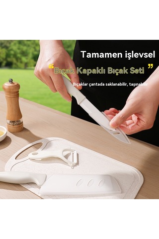 Açık Bıçak Seti Taşınabilir Mutfak Seramik Mutfak Bıçağı Meyve Bıçağı Kesici Kamp Pikniği Paslanmaz Çelik Mutfak Eşyaları On Set Çok Renkli