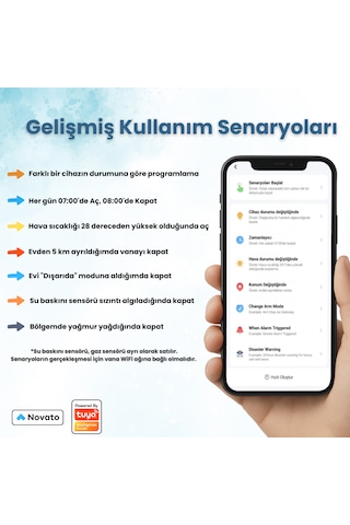 Wifi Su - Gaz Vana Kontrolcüsü Tuya, Smart Life Uyumlu