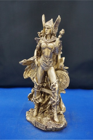 Frigga Tanrıca Heykeli - 25 Cm Mitolojik Dekoratif Biblo, Ev & Ofis Aksesuarı Altın