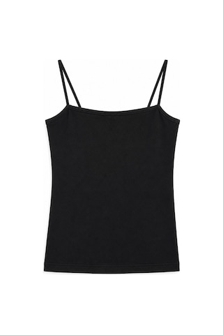Vadon 1007 Kadın Pamuklu Slim Fit İnce Askılı Yumuşak Dokulu Basic Atlet Body Siyah