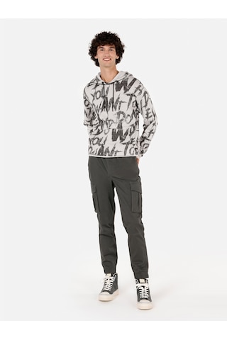 Colin's Colins Normal Kesim Kapüşonlu Baskılı Gri Erkek Sweatshirt Cl1070908 Açık Gri