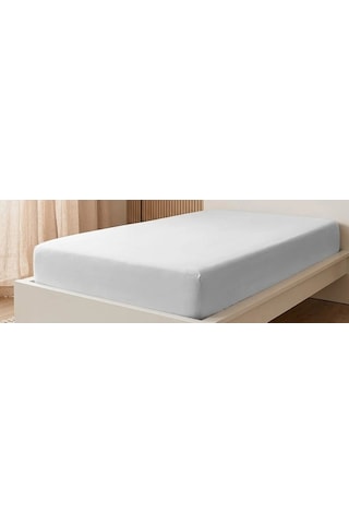 Newsheet %100 Doğal Pamuk Penye Kaymaz Lastikli Tek Kişilik Çarşaf 100x200 Cm Beyaz