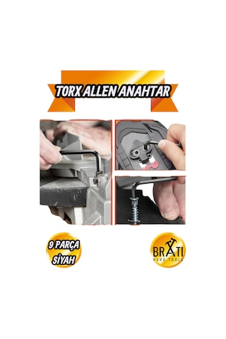 Siyah Yıldız Torx Allen 9 Parça Alyan Seti Cr-v