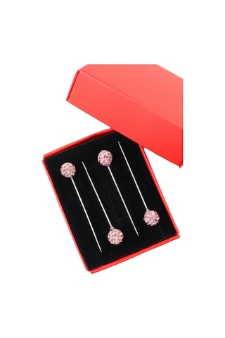 Numetal 4 Lü Pembe Taşlı Eşarp İğnesi. Şal İğnesi. Türban İğnesi. Başörtü İğnesi. Eşarp Ve Şal İğnesi. Gümüş