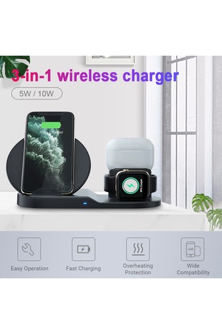 Monyee 3 Lü Kablosuz Şarj İstasyonu: Telefon, Saat Ve Kulaklık İçin Hızlı Ve Güvenli Şarj Çözümü