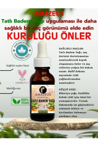 Amazeus Tatlı Badem Yağı 2'li %100 Saf Ve Doğal-soğuk Pres Besleyici Etki 2x50 Ml / 3.4 Fl Oz
