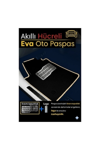 Dacia Spring 2021 2025 Essential Uyumlu Eva Oto Paspas Siyah Bej Metal Topukluklu Tam Set