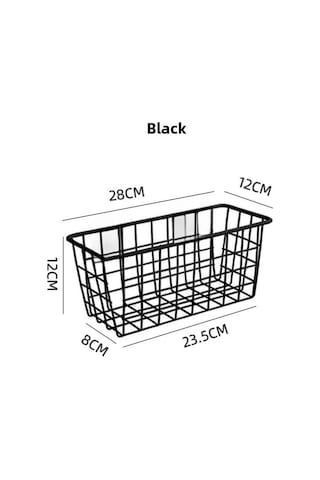 Youtek Duvar Takılı Demir Depolama Sepeti - Duş Ve Mutfak İçin Deliksiz Montajlı Organizasyon Aleti Siyah 2 Adet İz Olmayan Yapıştırıcı Diğer