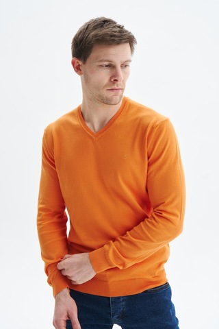 AR-MA Arma Erkek Slim Fit Basic V Yaka Triko Kazak K9kro0852 Turuncu