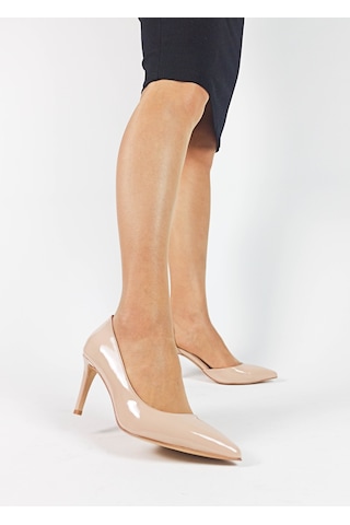 Ten Renk Rugan Karnıyarık İnce Topuk Kadın Stiletto Ten