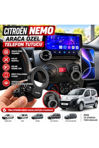 Citroen Nemo Özel Araç Içi Premium Telefon Tutucu - Araba Telefon Tutacağı Havalandırma Için Siyah