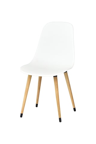 Vilinze Eames Naturel Ahşap Ayak Plastik Beyaz Sandalye
