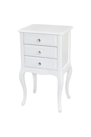 Ahşap Lake  3 Çekmeceli Telefonluk Komidin  Beyaz