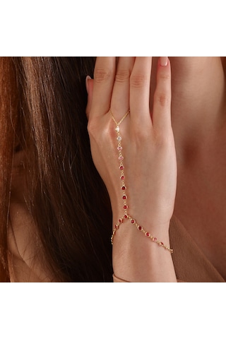 925 Ayar Gümüş Kırmızı Renk Geçişli Tamtur Şahmeran Altın