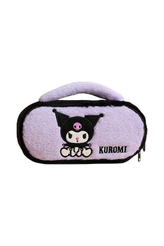 Kuromi Peluş Kalem Kutusu Üstten Tutmalı Geniş Kapasiteli Makyaj Çantası Mor Mor