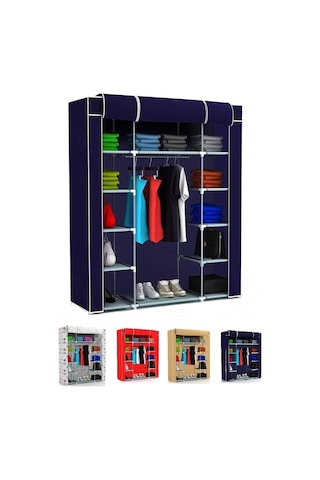 Beyazpazar Bez Dolap Metal Profilli Bez Dolap Portatif Bez Dolap Lacivert