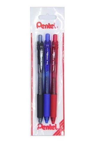 Energel 0.5 Mm Likit Roller Kalem Siyah/mavi/kırmızı 3&apos Lü Set 124-Pembe