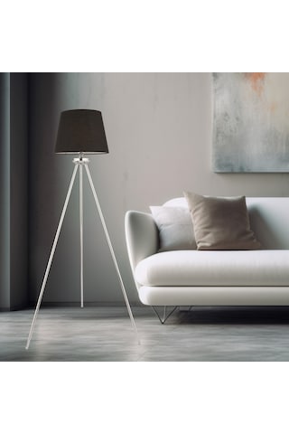 Epona Siyah Şapkalı Krom Modern Dekoratif Salon Lambader