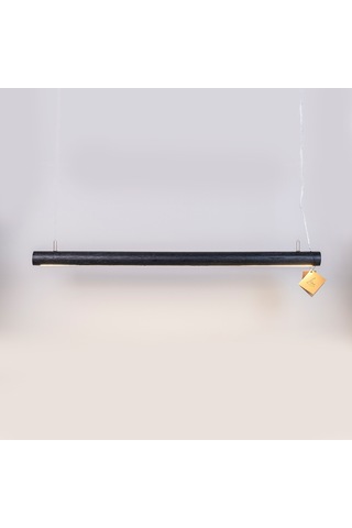Silindir Siyah Modern Ahşap Aydınlatma - Minimal Led Sarkıt Avize Siyah