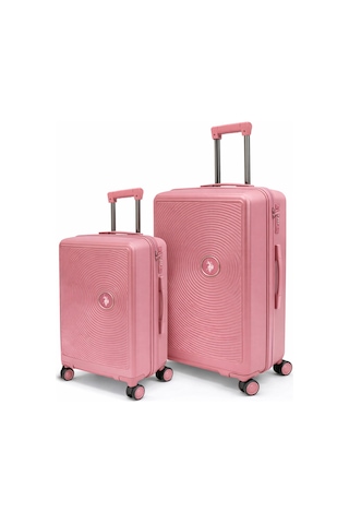 U.S. Polo Assn. Orta Ve Kabin Boy 2'li Valiz Seti %100 Polipropilen Valiz Pembe 26040 Pembe