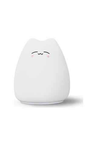 Kangvka Kedi Şekilli Silikon Gece Lambası - Dokunmatik 7 Renkli Işık Modu, Güneş Enerjisiyle Şarj Edilebilir, Yumuşak Ve Dayanıklı, Yatak Odası Dekorasyonu Hediyesi Beyaz