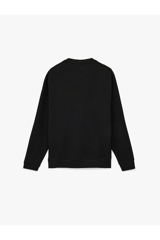 Koton Regular Fit Uzun Kollu Dokulu Kapitone Bisiklet Yaka Sweatshirt Siyah 6wam70306mk Siyah