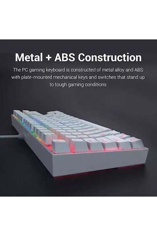 Trol Red Switch Mini Rgb Oyun Klavyesi Gaming Mekanik 62 Tuşlu 18 Led Usb Type-c Kablosu Beyaz Lcd