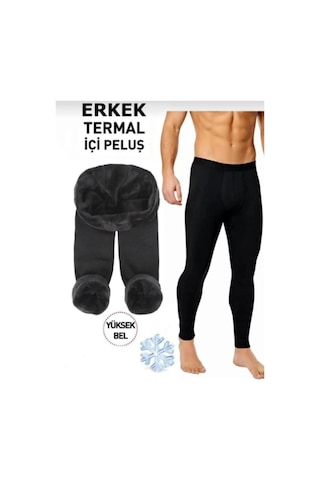 Fitform Giyim Erkek Peluş İçlik Termal İçlik Termal Tayt Kışlık 10 Kat Daha Fazla Sıcak Tutar Siyah