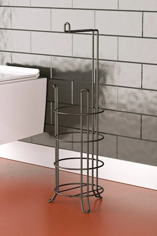 Banyo Tuvalet Kağıdı Askısı Yedekli Ayaklı Siyah Mg093 Siyah