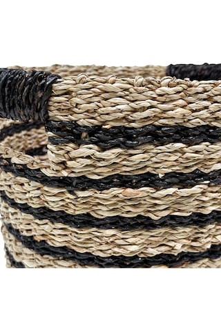 Hasır Siyah Çizgili Sepet 29x29x23 Cm Çok Renkli