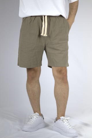 Ventov Dokulu Keten Relaxed Fit Erkek Şort Vst2603 Haki