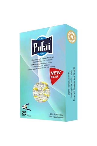 Pufai Slim Katran Süzen Filtreli Ağızlık 5 - 6 MM 25'li x 10 Paket Mavi Kutu