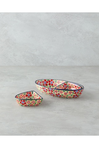 English Home Botanic Stoneware 3 Parça Sunumluk 23x12x4 Cm Renkli Renkli