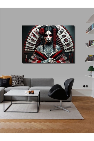 Kanvas Tablo Gotik Kadın Ve Dramatik Makyaj 100cmx140cm