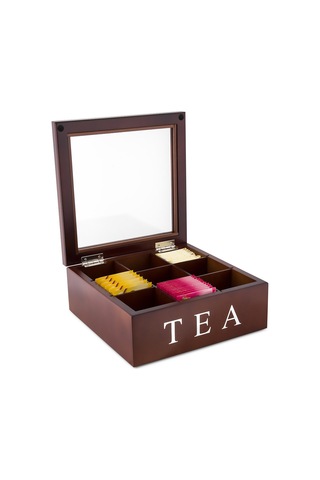 Mufunye Ahşap 9 Bölmeli Çay Saklama Kutusu - Cam Kapaklı, Çay Severler İçin Şık Ve Pratik Dekor Diğer