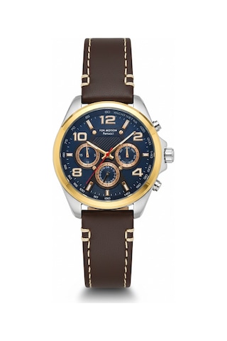 For Motion Erkek Kol Saati Altın Ve Gümüş Renk, Siyah Kadran - 010658f, 2 Yıl Garantili Bakır