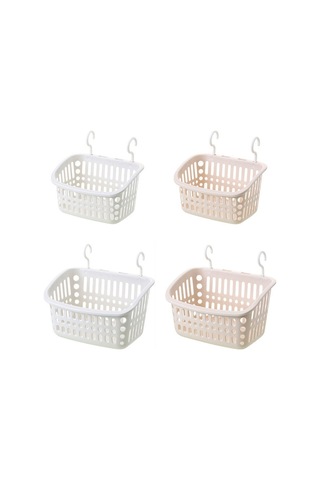 Sones Plastik Askılı Sepet Kancalı Mutfak Depolama Drenaj Sepeti Raf Banyo Düzenleyici, Renk: Küçük Gri