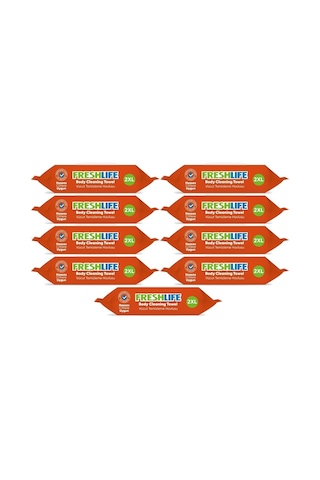 Freshlife Hasta Vücut Temizleme Islak Mendil Havlu 50 Yaprak XL 9'lu Set
