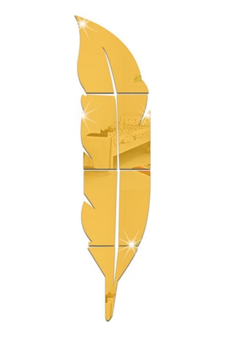 Reedark Altın Kanat Şekilli 3d Akrilik Ayna Duvar Sticker - 73x18cm Küçük Boy - Koruyucu Filmi Ve Çift Taraflı Bant İçeren Duvar Dekorasyonu Altın
