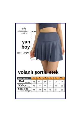 Antrasit Şortlu Etek Yüksek Bel Skirt With Shorts Casual Beachwear Tennis 110101 Antrasit